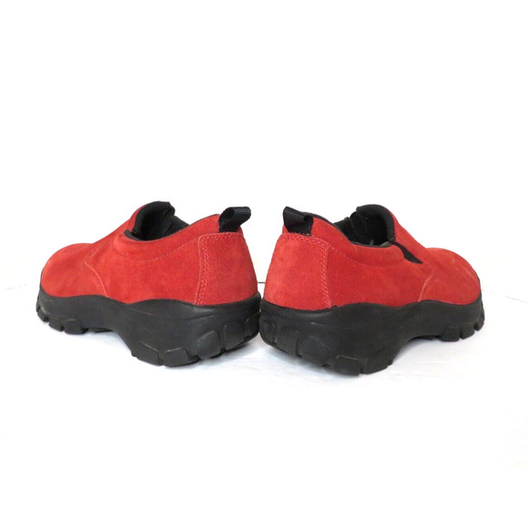 Lands End Men’s Shoes Red Suede Leather Casual Moc Elastic Slip Ons Size 9.5 - Picture 5 of 10